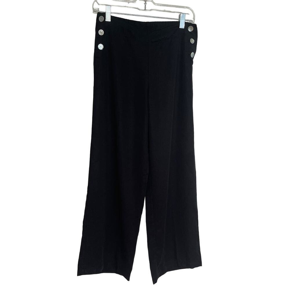 Soft Surroundings Wide Leg Crop Sailor Pant Tencel Black Size XS - Picture 1 of 5